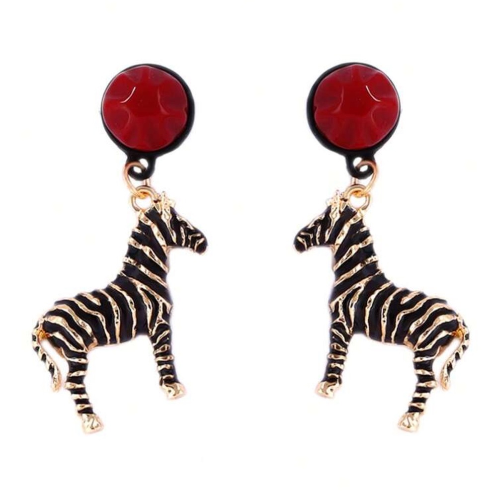 Gold and Black Zebra Earrings Animal Accessories - Picture 6 of 9